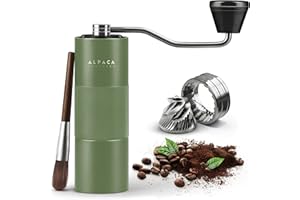 Manual Coffee Grinder by Alpaca Ventures - Stainless Steel Conical Burr Coffee Grinder Manual with Adjustable Setting Double Bearing Hand Espresso Grinder Perfect for Home, Office and Camping