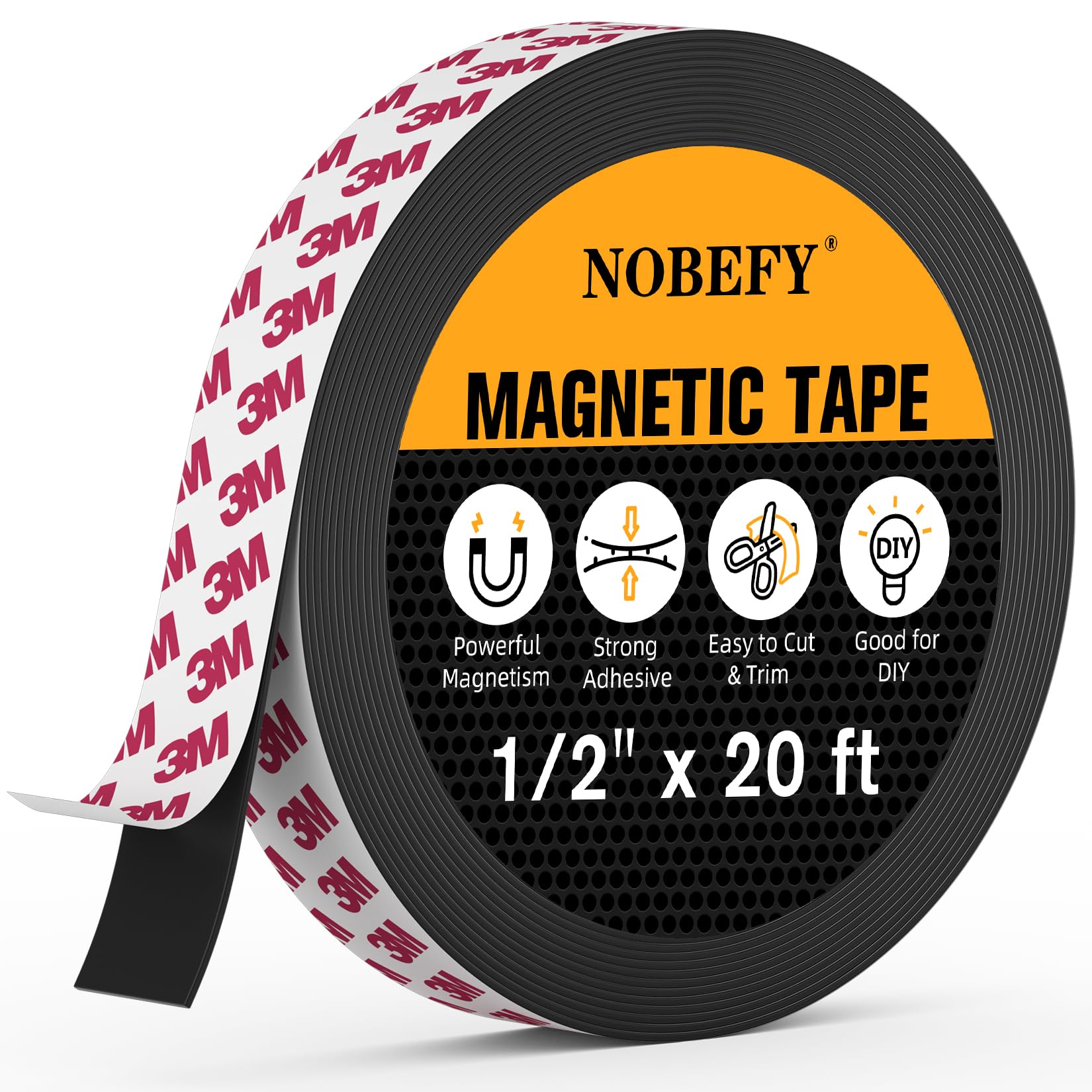 Photo 1 of NOBEFY Magnetic Tape, 20 Feet x1/2 in Magnetic Strips with Adhesive Backing, Magnetic Strips for White Board Refrigerator, Magnet Tape for Craft&DIY