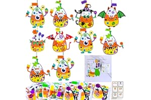 Winlyn 24 Sets Halloween Craft Kits for Kids Ghost Monster Candy Corn Foam Individual Craft Kits Halloween Arts and Crafts for Kids Halloween Home Classroom Activities Party Favors Trick-Or-Treaters