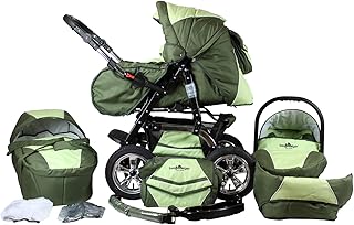 Bergsteiger Milano Kombikinderwagen + Autositz mit Travelsystem (Megaset 10 - teilig); Farbe: Dark Green