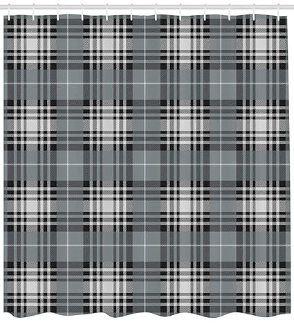 Amazon Com Ambesonne Checkered Shower Curtain Old Fashioned