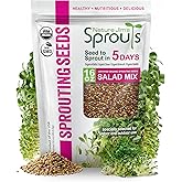 Nature Jims Sprouts Organic Salad Mix – Non-GMO Microgreen Seeds for Growing – Healthy Broccoli, Alfalfa, Radish & Clover Sprouting Variety Blend – Microgreens & Sprouts Seeds for Home Gardening – 1lb