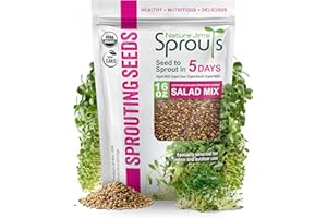 Nature Jims Sprouts Organic Salad Mix – Non-GMO Microgreen Seeds for Growing – Healthy Broccoli, Alfalfa, Radish & Clover Sprouting Variety Blend – Microgreens & Sprouts Seeds for Home Gardening – 1lb