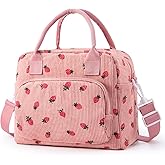Cute Lunch Bag for Women, Corduroy Insulated Lunch Box for Work Lunch Tote Bag Women, Reusable Insulated Cooler Lunch Box for Travel