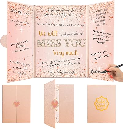 HILAVO Rose Gold Farewell Guest Book We Will Miss You Signature Keepsake