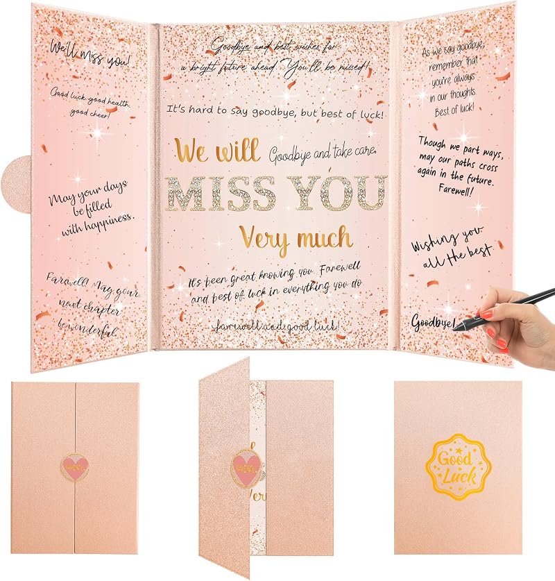 HILAVO Rose Gold Farewell Guest Book We Will Miss You Signature Keepsake