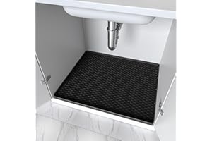 PoYang 19"x22" Under Sink Mat Waterproof, Silicone Under Sink Mats for Kitchen & Bathroom Sink Cabinet Protector, Non-Slip Dr