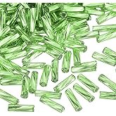uxcell 1200Pcs Glass Bugle Beads, 6x1.7mm Tube Mini Loose Glass Seed Spacer Bead for DIY Earrings Necklaces Bracelets Jewelry Making (Light Green)