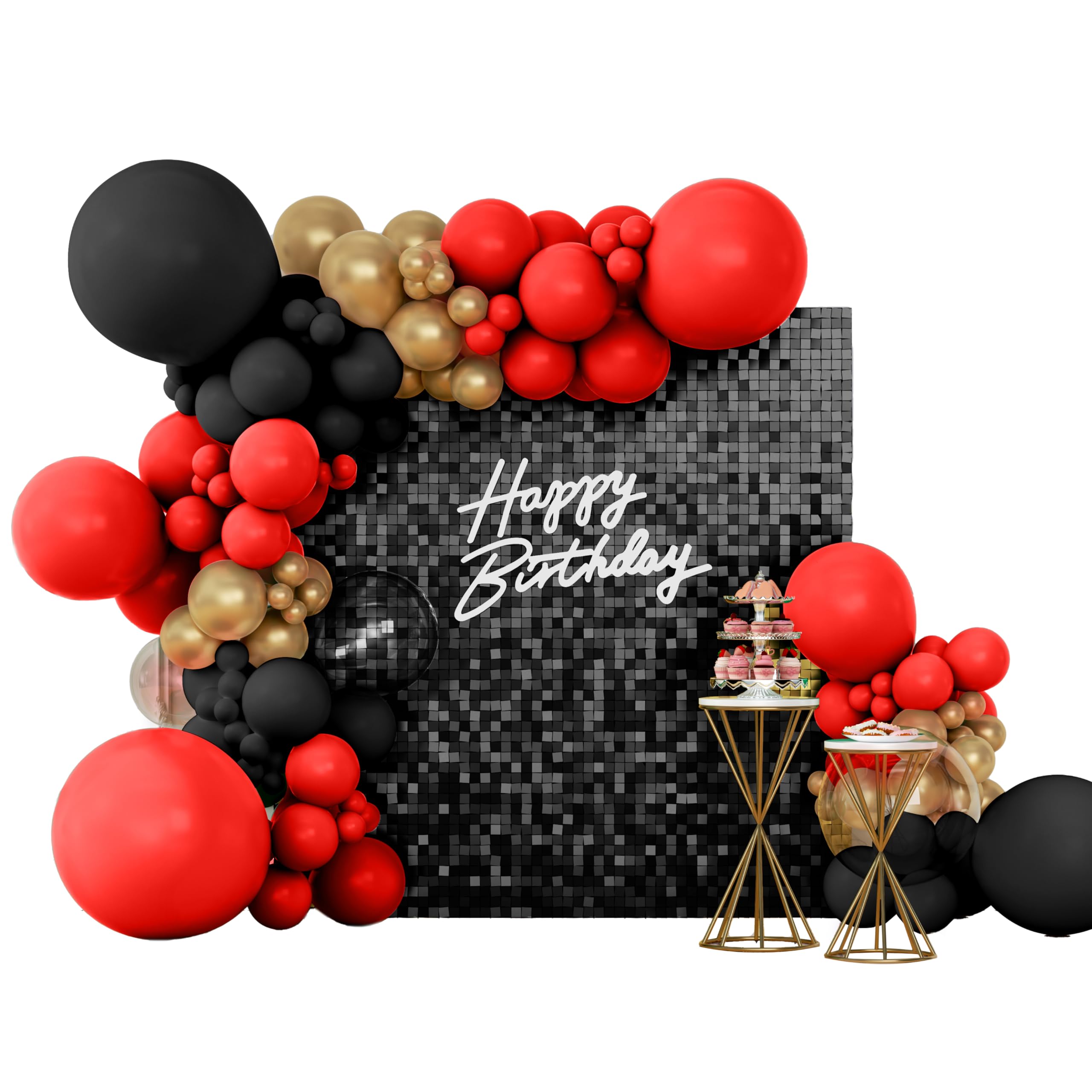 Photo 1 of (please see all images) Shimmer Wall Backdrop Black Square Sequin Wall Panel Backdrop Decor for Wedding, Anniversary, Birthday, Party, 24 Panels