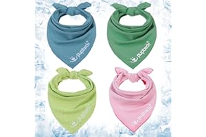 PUPTECK Dog Cooling Bandana for Hot Summer, 4 Pack Spring Cat Pet Scarf Instant Cooling Towels, Ice Neck Cooler Wraps for Small Medium Large Dogs