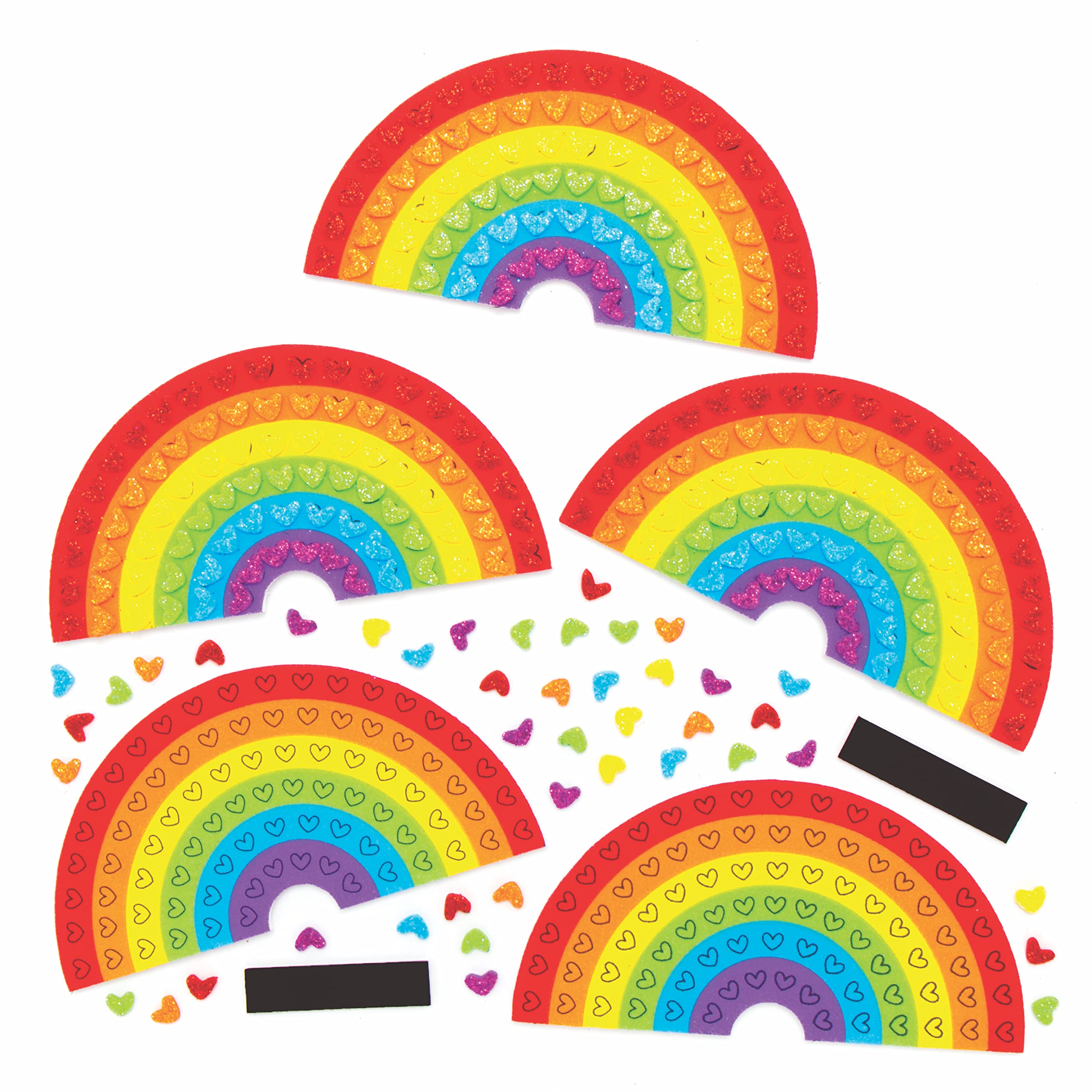 Baker Ross AX813 Heart Fridge Magnets - Pack of 5, Mosaics Craft Kits Great for Arts and Crafts Activities or Party Crafting