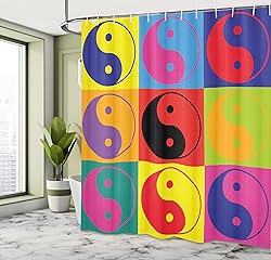 Ambesonne Ying Yang Shower Curtain, Pop Art Design