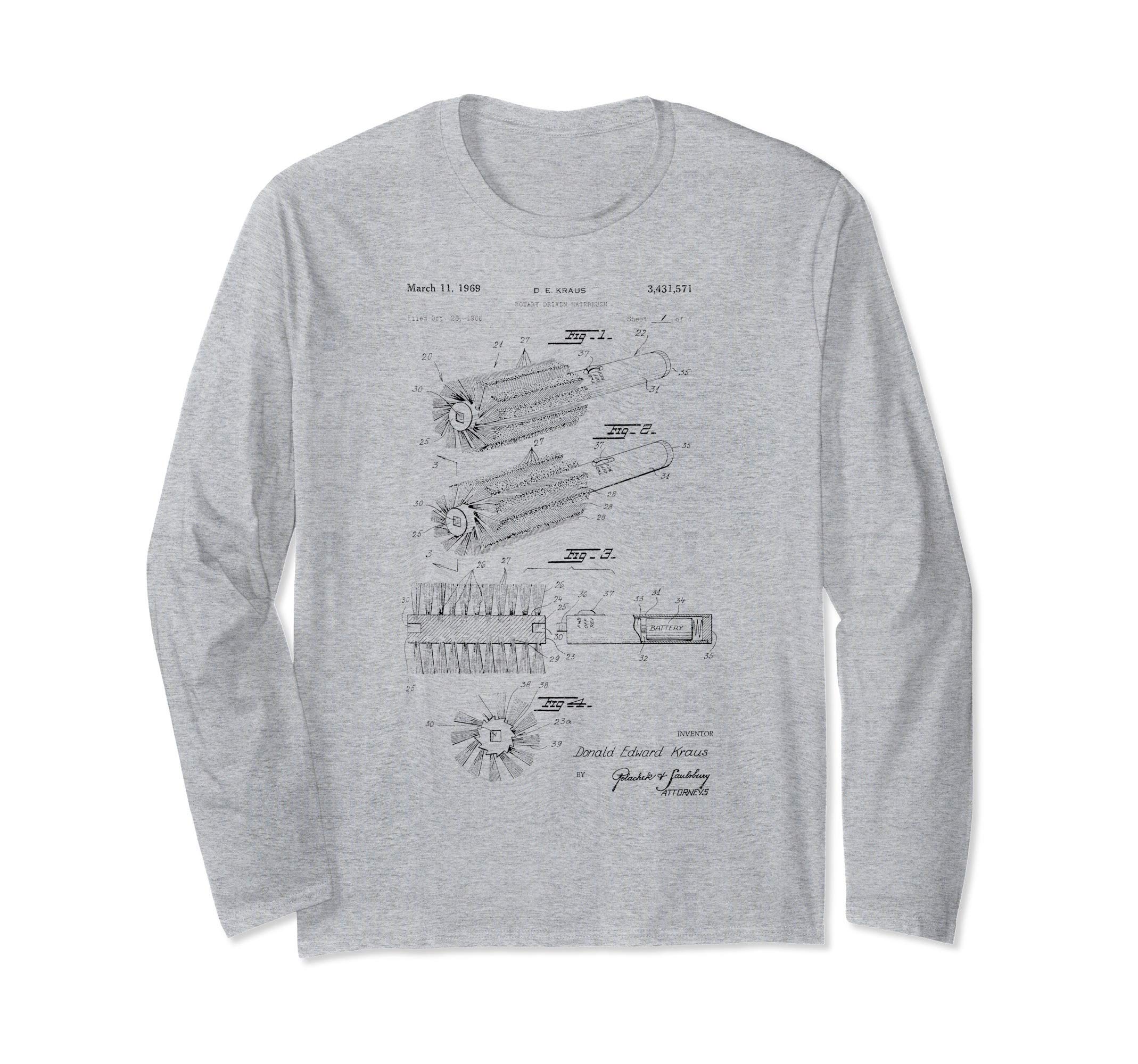 Hair Brush Patent, Hair Stylist, Hairdresser Long Sleeve T-Shirt