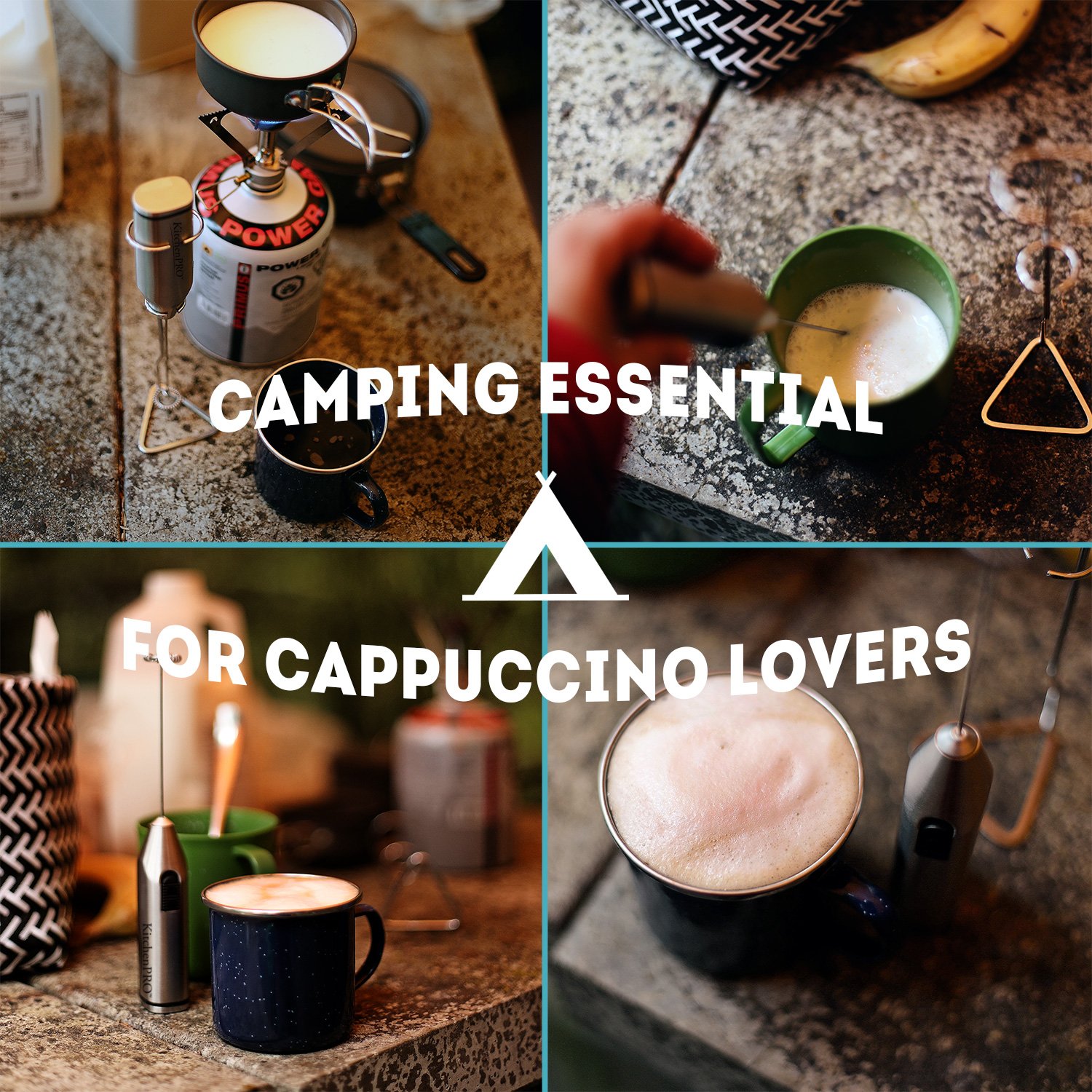 KitchenProP Super light handheld Milk/whisk frother with Stainless stand-Great Gift Idea for Cappuccino, Latte, Matcha Tea, Hot Chocolate, Butter coffee, Protein Shakes, Powder Drinks, Eggs (Grey)