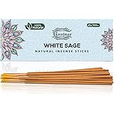 White Sage Incense Sticks for Cleansing 100 gm Pack - 100% Natural -Charcoal Free - Organic Non Toxic Clean Burning - Made from Upcycled Flowers