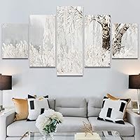 SIGNWIN 5 Panel Canvas Wall Art Modern Art Forest Multicolor Photography Relax/Calm Romantics Scenic for Home Decorations Ready to Hang - 60