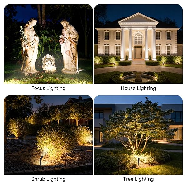 OUTDOOR LOW VOLTAGE LANDSCAPE LIGHTING – 12V CAST ALUMINUM SPOT LIGHTS WITH 5W 3000K WARM WHITE LED BULB WATERPROOF SPOTLIGHTS UPLIGHTS WITH WIRED CONNECTORS FOR YARD PATHWAY GARDEN TREE WALL , 4 PACK