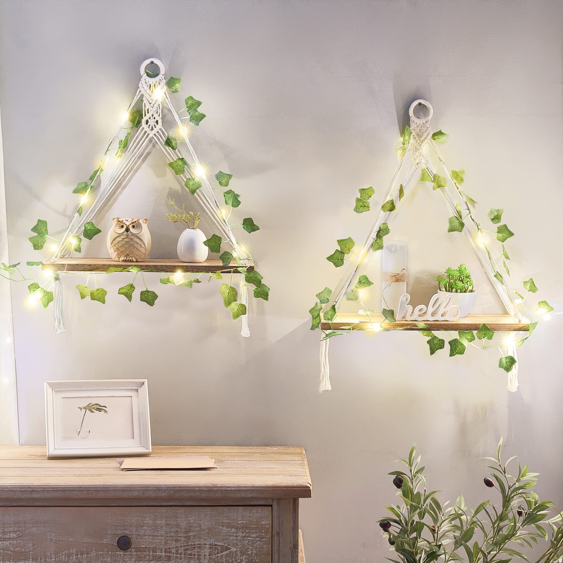 Hanging Shelves with Lights Set