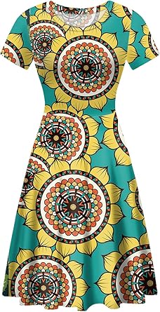 Amazon Com Zerodate Hawaiian Summer Dress Women One Piece Dresses For Women Party Princess Short Sleeves Crew Neck For Party Clothing