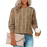ZESICA Women's Long Sleeve Crewneck Sweater 2026 Fall Printed Cute Oversized Knitted Pullover Tops Trendy Clothes