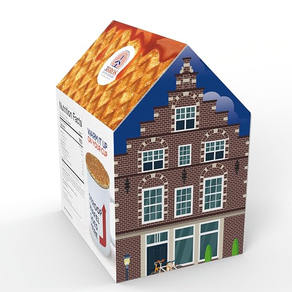 3BROS STROOPWAFELS, DUTCH CARAMEL-FILLED WAFFLE COOKIES, 10 COUNT, IN CANAL HOUSE BOX, SOFT TOASTED OUTSIDE WITH BUTTERY CARAMEL FILLING, MADE IN USA IN OUR FAMILY BAKERY