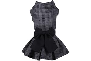 MAMORE Pet Dresses for Small Dogs Cats Girl, Cute Princess Bowknot Dress Puppy Shirt All Weather Skirt Clothes Cat Apparel for Birthday Wedding Party Holiday (Grey&Black, Large)