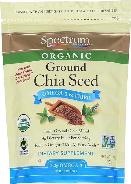 SPECTRUM ESSENTIALS ORGANIC GROUND CHIA SEED, 10 OZ