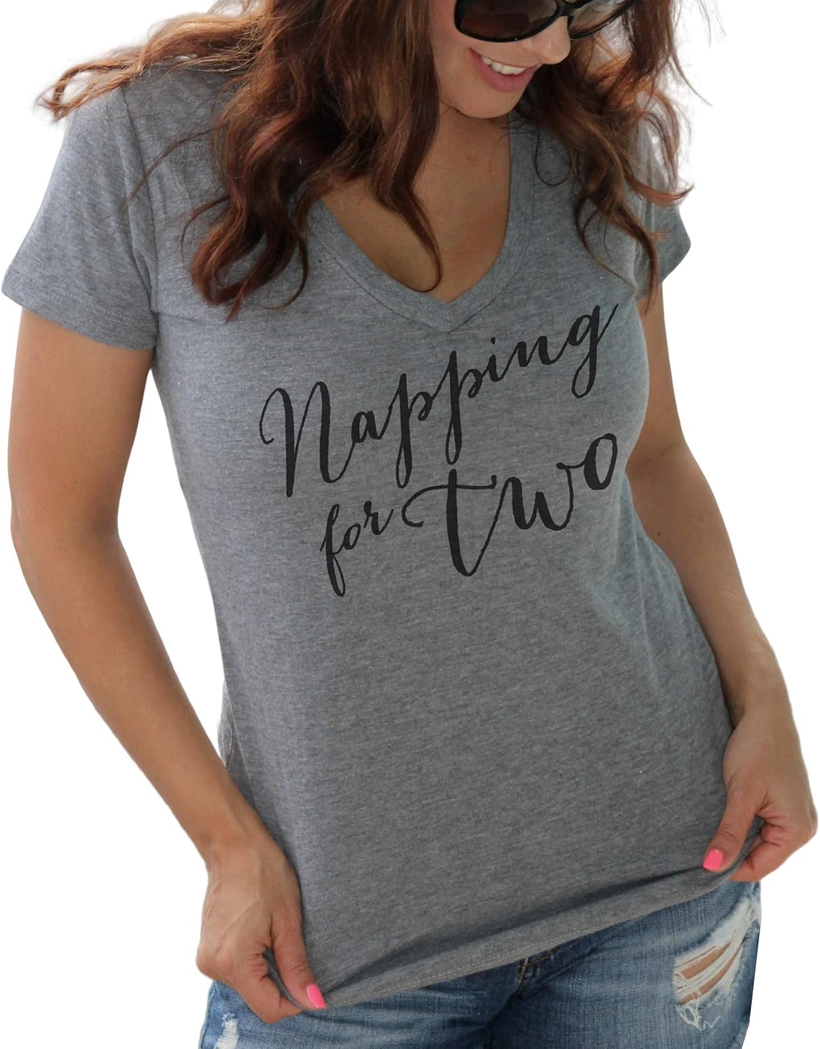 It's Your Day Clothing Napping for Two Shirt Soft Womens V Neck Pregnancy Announcement Shirt