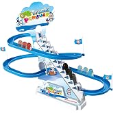 ARSUK Penguin Slide Race Toy, Roller Coaster Musical Game Track Playset with Music &amp; LED Flashing Lights On/Off Button for Toddlers and Kids Gift