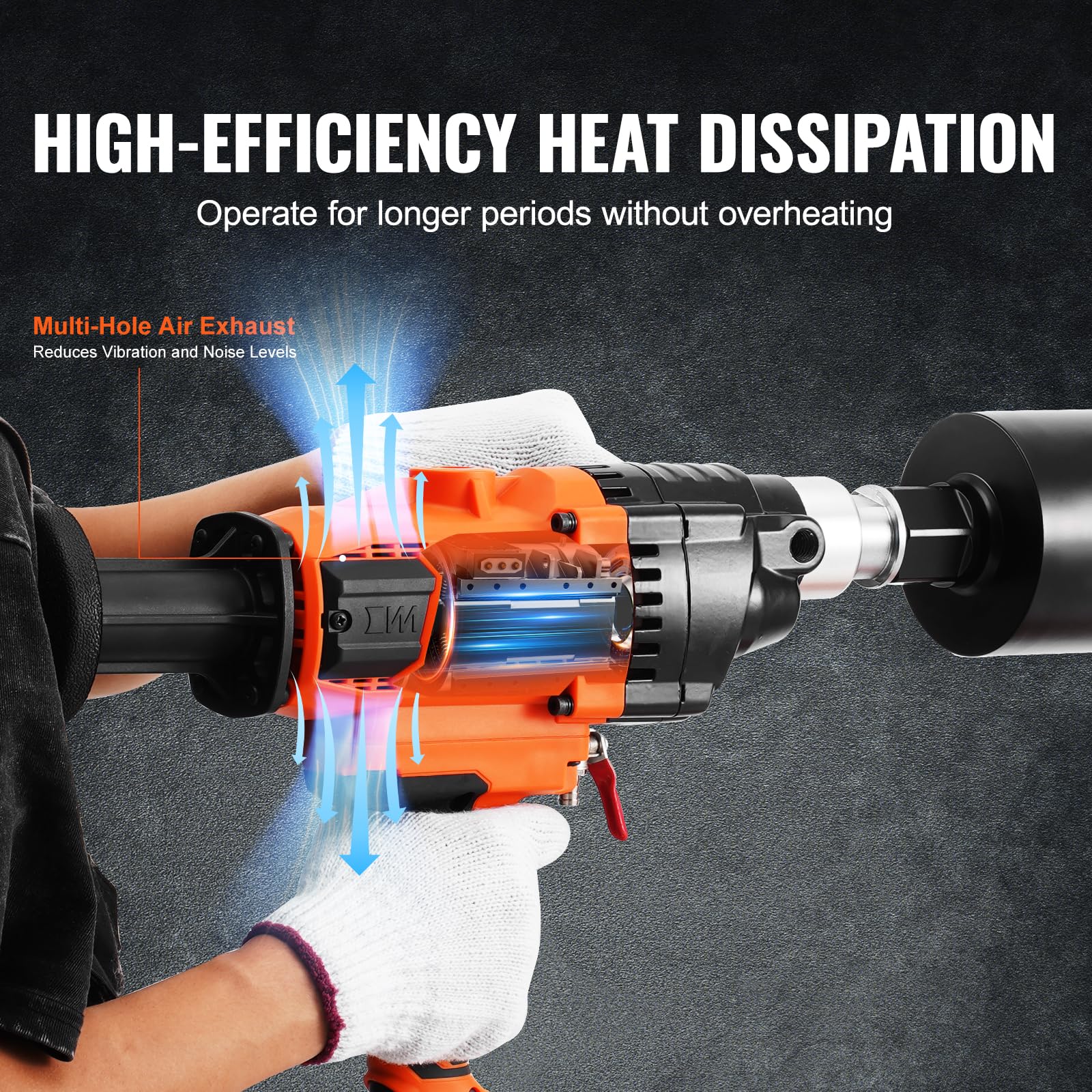 VEVOR Diamond Core Drilling Machine, 0.8-6.3in Drilling Diameter Handheld Core Drill Rig with Carrying Case, 2000W Rugged Concrete Core Drill, For Concrete Brick Block Stone, 0-1800RPM Stepless Speed