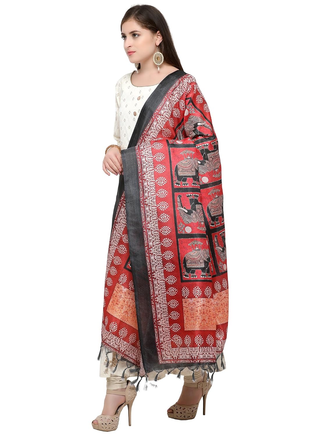 applecreation women's khadi silk dupatta (red_dgdpt61)