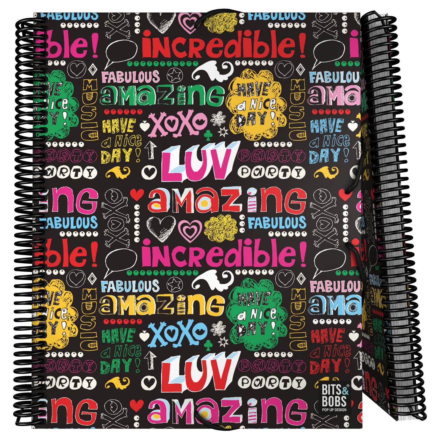 Grafoplás | Spiral Sorter Folder | A4 | 30 Transparent Sleeves | Polypropylene Flexible Caps | includes Plastic Envelope | Nice Day, Bits & Bobs Pop Up Design