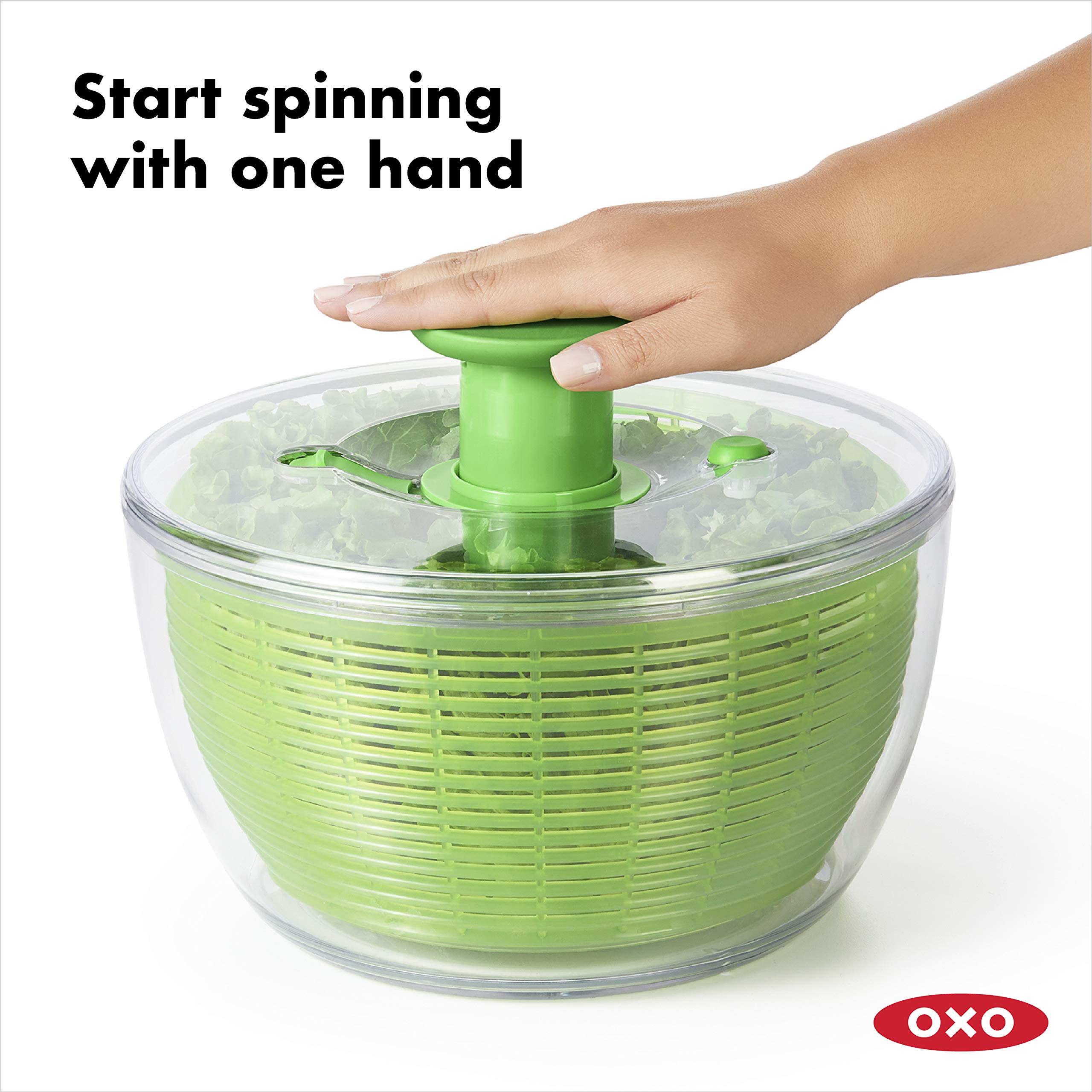 OXO Good Grips Salad Spinner - Large, Green Lettuce & Fruit Washer, BPA-Free, Easy One-Hand Pump