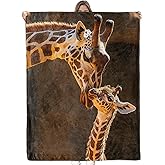 Bidesk Gentle Giraffe Blanket Soft Cozy Flannel Throw Blanket, Warm Yet Lightweight Heartwarming Giraffes Kiss Blankets for Travel, Couch, Bed, for Adults Women Girls, Outdoor Comfort Wrap 60"×50"