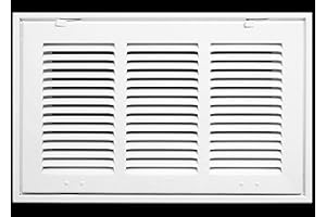 HVAC Premium 14" X 10" Steel Return Air Filter Grille for 1" Filter - Fixed Hinged - HVAC Duct Cover - Flat Stamped Face - White [Outer Dimensions: 16 5/8"w X 12 5/8"h]