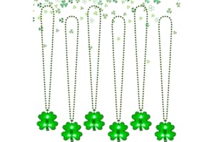 EOBOH 6PCS St Patrick's Day Beads Necklace, Light Shamrock St Patricks Day Beads, Irish 3D Flashing Necklace for Women, St Patricks Day Necklace Parade Procession Party Favor Celebrations