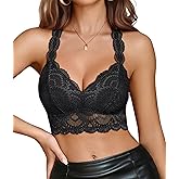 Avidlove Bralettes for Women Lace Bra Non Padded Racer Back Bralette Deep V Triangle Sexy Everyday Lingerie Bras