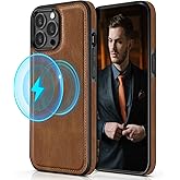 LOHASIC Compatible with Mag-Safe for iPhone 14 Pro Max Case, 2022 Classy Leather Magnets Soft Back Cover Shockproof Protective Phone Cases for iPhone 14 Pro Max 6.7 inch - Brown