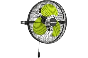 FANQIEBROS 12 IN High Velocity Wall Mount Fan, 3 Speed Industrial Wall Fan with Sealed Motor, 2500 CFM Adjustable Air Circulator for Garage, Commercial, Greenhouse, Warehouse & Gazebo Use, UL Listed