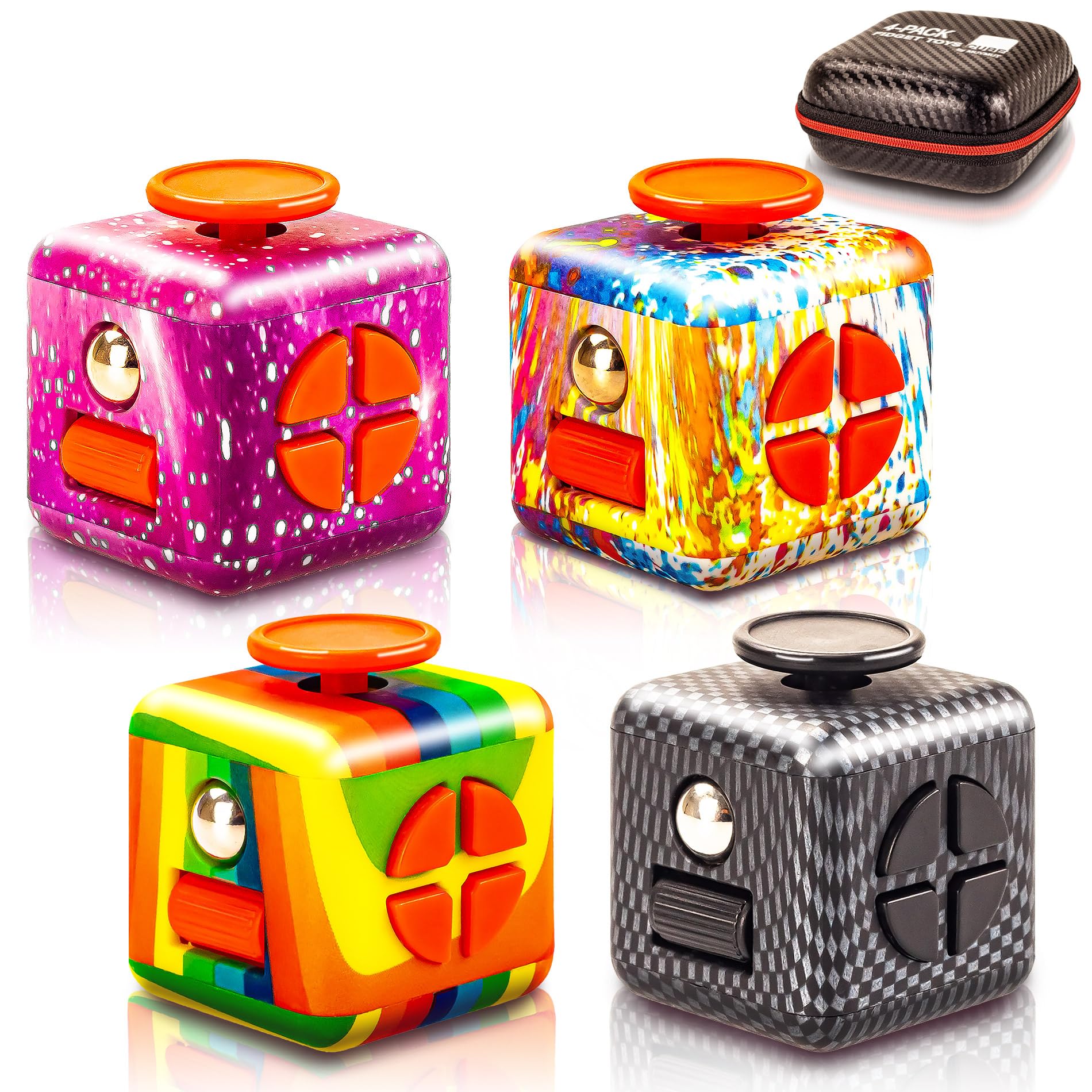 4-Pack Colorful Fidget Toy Cubes, Versatile Stress