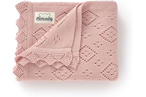 mimixiong Baby Swaddle Blanket 100% Cotton Gender Neutral Pointelle Receiving Blanket for Boys Girls Cuddle Stroller Crib Blanket