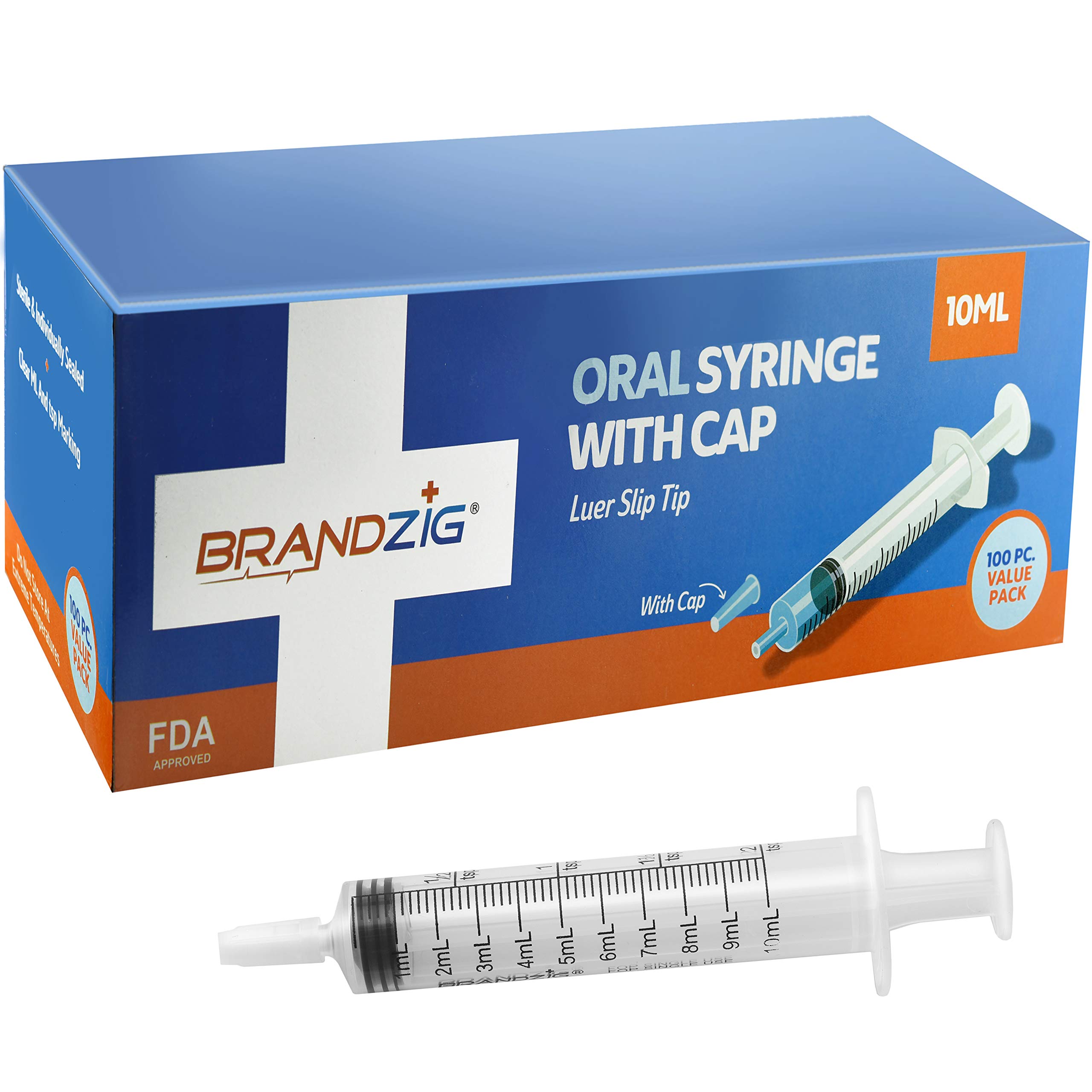 10ml Oral Syringe With Cap (100 Pack) Oral Dispenser Without Needle