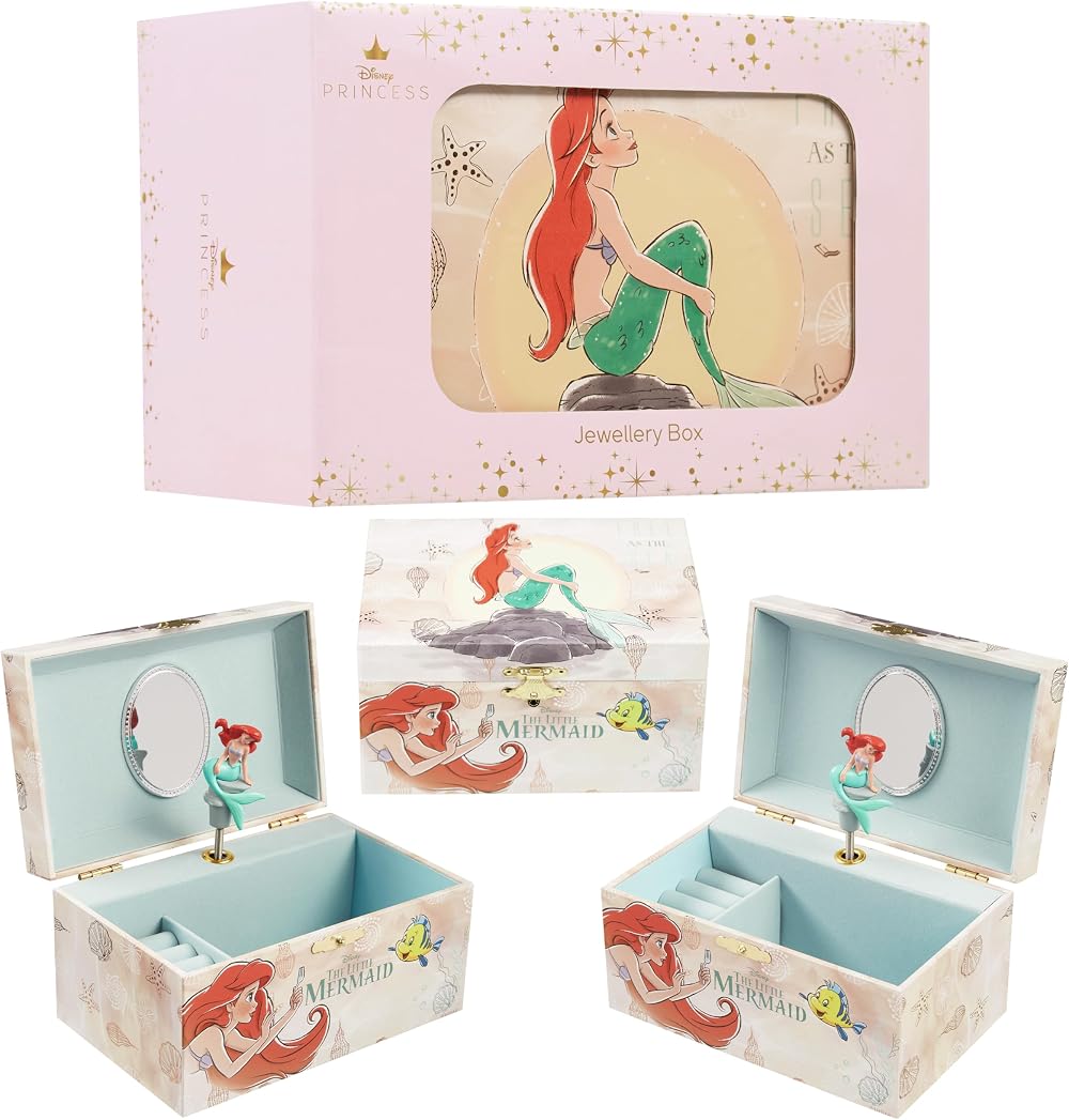 Disney Stitch Jewellery Box Musical Wind Up Spinning Keepsake Box Multi Ariel