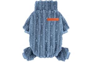 KOSIYI Small Dog Sweaters for Girl Boy Blue Winter Dog Pajamas Clothes, Turtleneck Pullover Sweater Thick Warm Dog Clothes, Fleece Coat, Puppy Pjs Shih Tzu Onesie, Medium, Blue