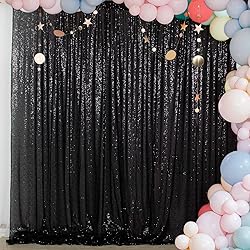 ShinyBeauty Sequin Backdrop- 5FTx10FT-Black-Sequin