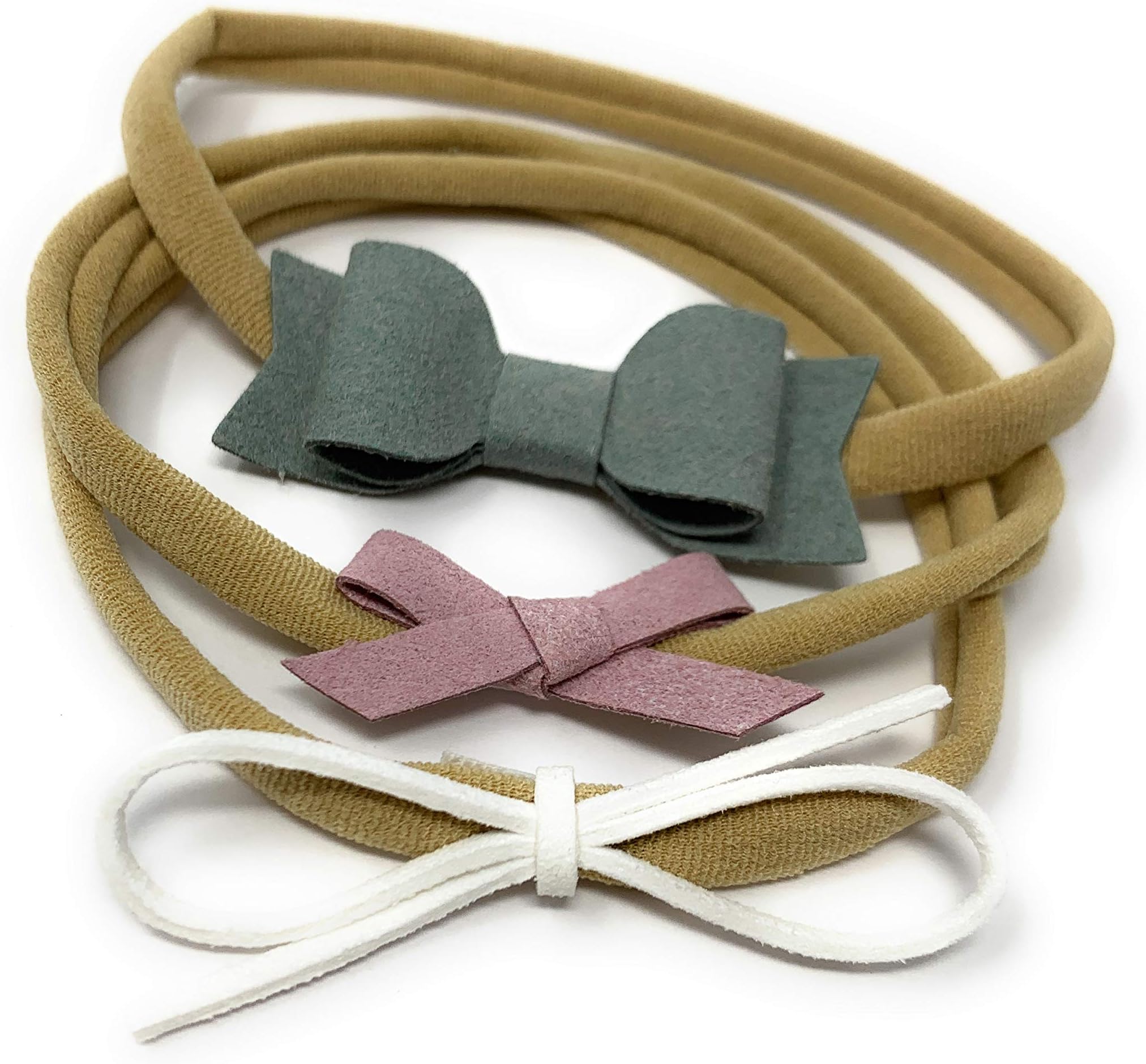 Baby Wisp Infant Mixed Bows 3 Faux Suede Baby Elastic Headbands Baby Girls Newborn