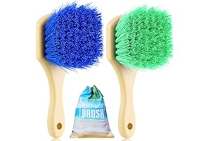 Remerry 2 Pcs Beach Sand Remover Brush with Drawstring Bag, Beach Accessories Scrub Brushes for CleaningSoft Bristle Brush for Summer Vacation Water Sports Volleyball Party (Blue and Green)