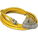 15-ft 12/3 Heavy Duty 3-Outlet Lighted SJTW Indoor/Outdoor Extension Cord by Watt's Wire - Yellow 15' 12-Gauge Grounded 15-Am