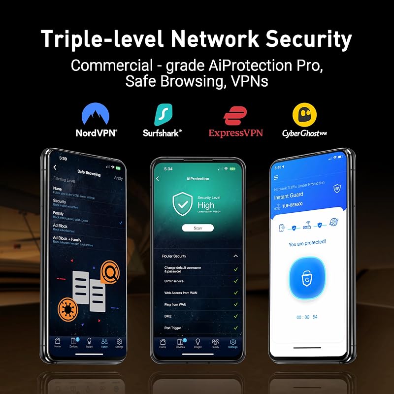 TUF Gaming BE6500 - Router WiFi 7 de Banda Dupla, 4K-QAM, Quatro Portas 2.5G, OpenNAT, Smart Home Master, Segurança de Rede de Três Níveis, Compatível com AiMesh, Tethering Móvel Automático 4G/5G