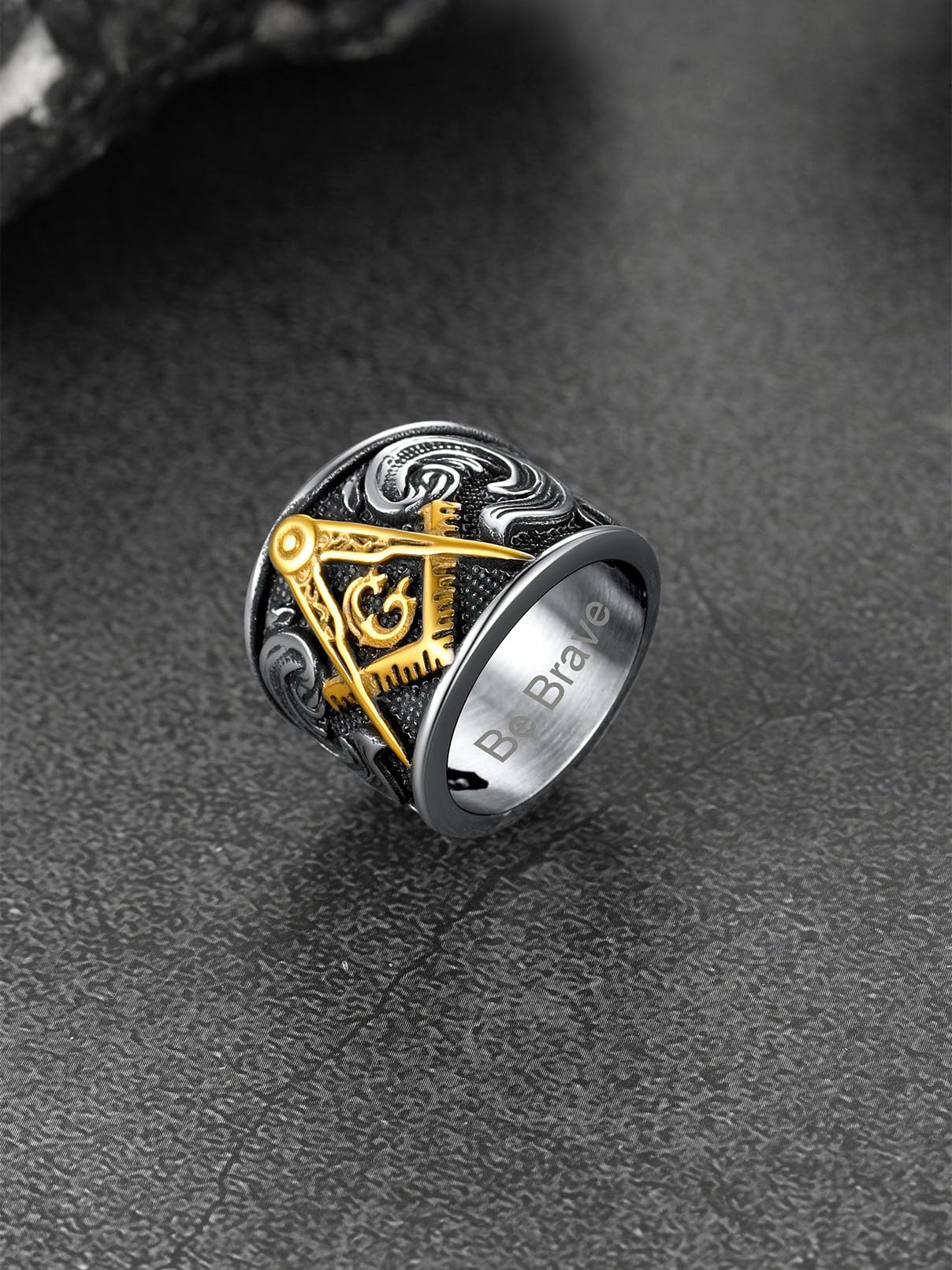 Zysta Men's All-Seeing Eye Ring - Stainless Steel Pyramid Triangle Ring, Sizes 9-13 - View #6